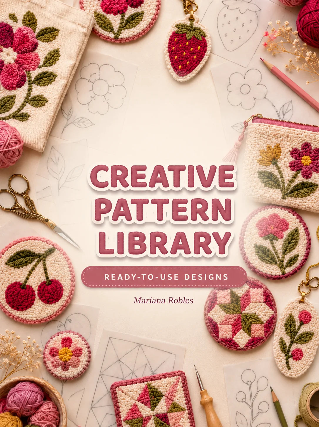 Library of more than 100 printable punch needle patterns
