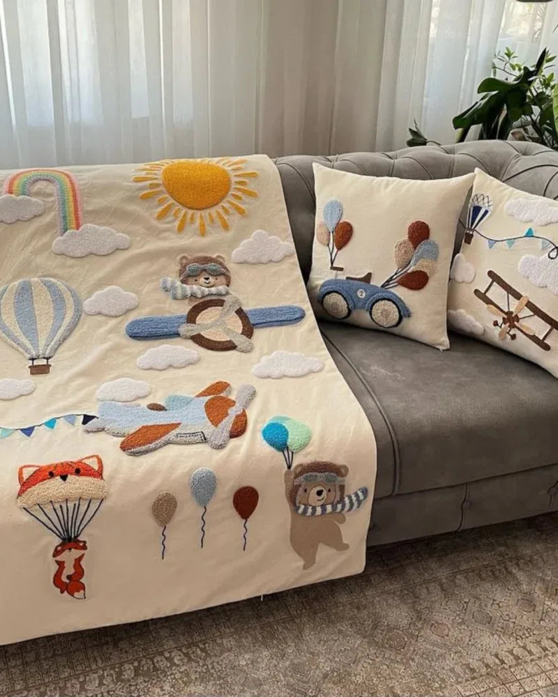 Nursery design made with punch needle embroidery