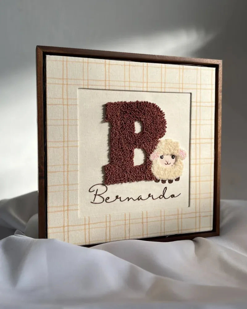 Textured floral punch needle wall art