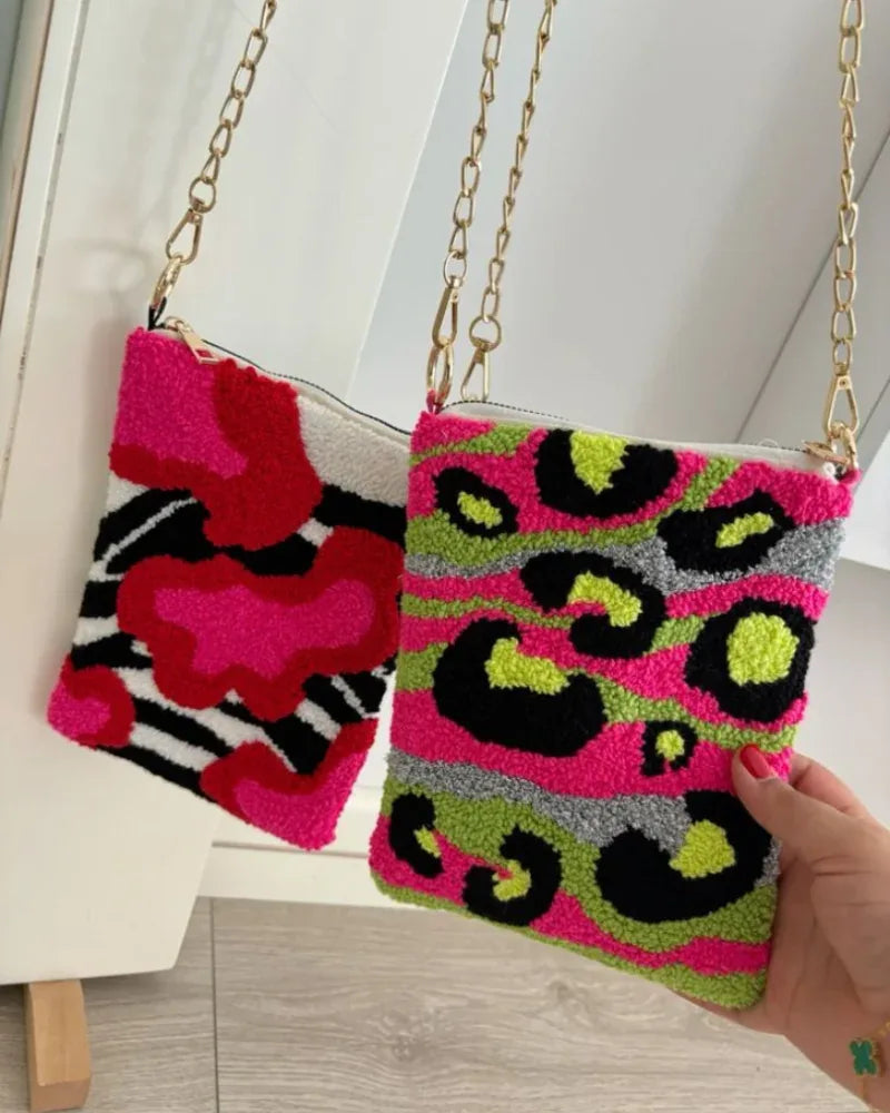 Floral punch needle bag